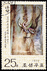 Image showing Stamp Red Phoenix Cave Painting Goguryeo KoguryÅ