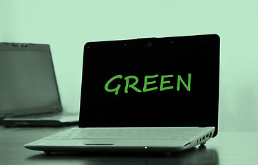 Image showing laptops in green color