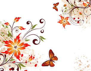 Image showing Grunge flower background