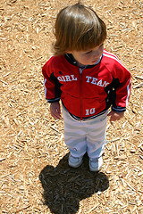 Image showing Brunette girl standing at playground