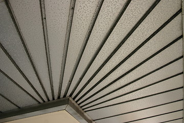 Image showing Abstract textured metal underside of roof from historic Plant City Florida