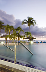 Image showing infinity swimming pool dusk St. Maarten St. Martin Caribbean Isl