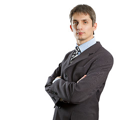 Image showing male in suit with folded hands