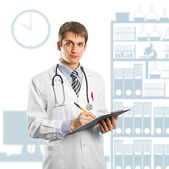 Image showing young doctor man with stethoscope