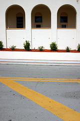 Image showing Street line detail with background of three arches