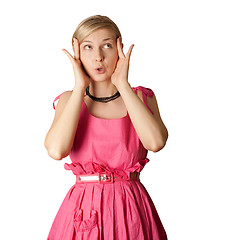 Image showing surprised girl in pink