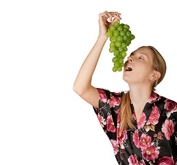 Image showing woman with grapes