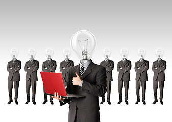 Image showing businessman with lamp-head have got an idea