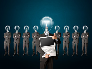 Image showing businessman with lamp-head have got an idea
