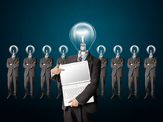 Image showing businessman with lamp-head have got an idea