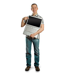 Image showing man with open laptop in his hands