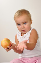 Image showing beautiful child with an apple