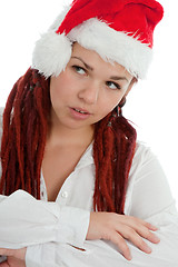 Image showing Portrait of young modern christmas girl.