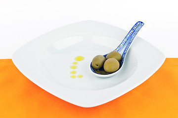 Image showing Spoon with olives.