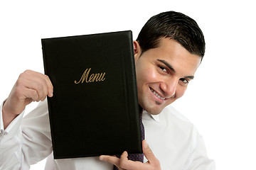 Image showing Smiling waiter or businessman