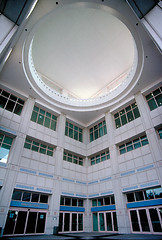 Image showing Wide angle perspective on convention center entrance