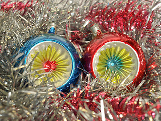 Image showing Christmas bauble and tinsel