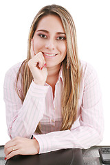 Image showing portrait of a young business woman with papers in the office