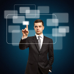 Image showing businessman push the button