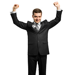 Image showing businessman with hands up