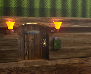 Image showing Mouse home door and green mail box