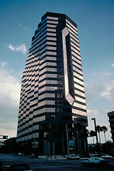 Image showing Tall office building in twilight