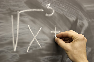 Image showing Drawing on school desk mathematics formula symbols