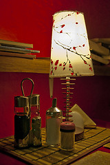 Image showing Lamp next to sugar, tea, coffee container