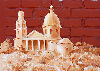 Image showing church painted on a wall