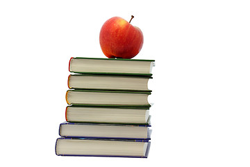 Image showing apple on pile of books 