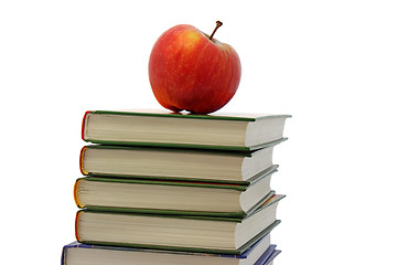 Image showing apple on pile of books 