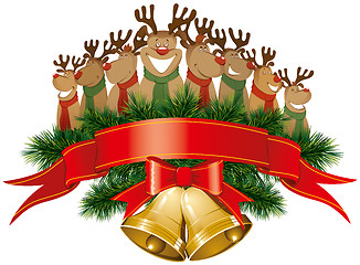 Image showing christmas reindeer with christmas bells