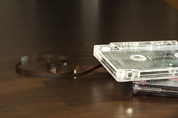 Image showing Audio tape cassettes with subtracted out tape. 