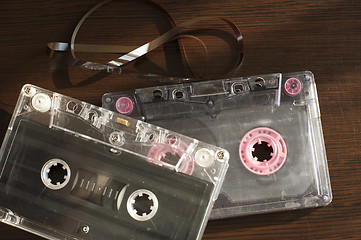 Image showing Audio tape cassettes with subtracted out tape. 