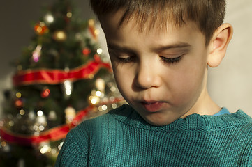 Image showing Unhappy child on Christmas