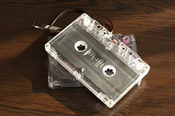 Image showing Audio tape cassettes with subtracted out tape. 