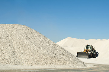 Image showing Excavator in a limestone quarry