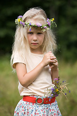 Image showing little blonde girl in flower wreath