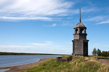 Image showing old russian wooden belfry