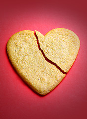 Image showing Gingerbread cookie in the shape of a broken heart 