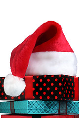 Image showing 	Christmas gift and santa hat