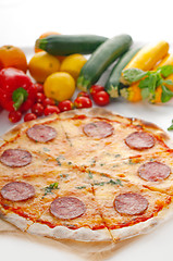 Image showing Italian original thin crust  pepperoni pizza