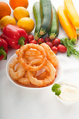 Image showing golden deep fried onion rings 