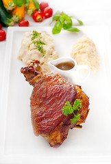 Image showing original German BBQ pork  knuckle