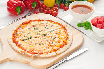 Image showing Italian original thin crust pizza