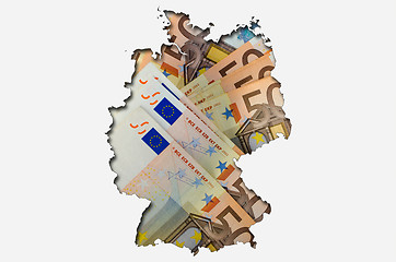 Image showing Outline map of Germany with euro banknotes in background 
