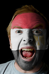 Image showing Face of crazy angry man painted in colors of egypt flag