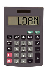 Image showing Old calculator on white background showing text 