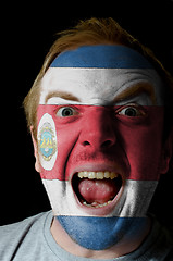 Image showing Face of crazy angry man painted in colors of costa rica flag