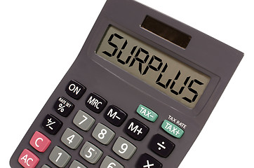 Image showing Old calculator on white background showing text 